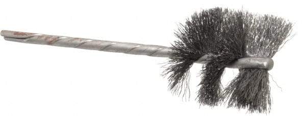 Osborn - 1-1/8" Diam Helical Steel Tube Brush - 0.005" Filament Diam, 1" Brush Length, 3-1/2" OAL, 1/8" Diam Shank - Apex Tool & Supply