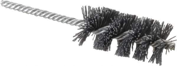 Osborn - 1-1/4" Diam Helical Nylon Tube Brush - 2-1/2" Brush Length, 5-1/2" OAL, 1/4" Diam Shank - Apex Tool & Supply