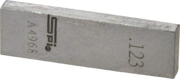 SPI - 0.123" Rectangular Steel Gage Block - Accuracy Grade 0, Includes NIST Traceability Certification - Apex Tool & Supply