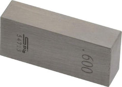 SPI - 0.6" Rectangular Steel Gage Block - Accuracy Grade 0, Includes NIST Traceability Certification - Apex Tool & Supply