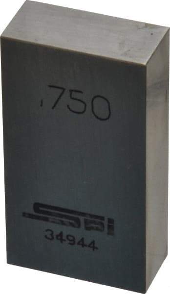 SPI - 0.75" Rectangular Steel Gage Block - Accuracy Grade 0, Includes NIST Traceability Certification - Apex Tool & Supply