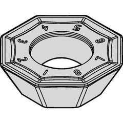 Kennametal - OFPT64 GB Grade KCPM40 Carbide Milling Insert - TiAlN/AlCrN Finish, 0.2362" Thick, 0.736" Inscribed Circle, 3/64" Corner Radius - Apex Tool & Supply