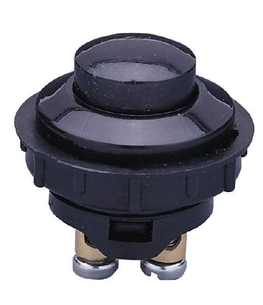 Gardner Bender - 12 Volt, 20 Amp, 1 Hole Diam, Euro Pushbutton Switch - Momentary On Sequence, 1 Switch, Black - Apex Tool & Supply
