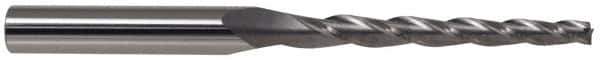 Made in USA - 3° Taper Angle per Side, 3/16" Small End Diam, 3" LOC, High Speed Steel 3 Flute Tapered Ball End Mill - 5" OAL, 1/2" Shank Diam - Apex Tool & Supply