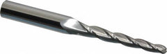 SGS - 1.5° Taper Angle per Side, 3/16" Small End Diam, 1-3/4" LOC, Solid Carbide 3 Flute Tapered Ball End Mill - 3-1/2" OAL, 3/8" Shank Diam, Spiral Flute, 28° Helix - Apex Tool & Supply