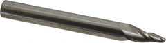 SGS - 10° Taper Angle per Side, 1/8" Small End Diam, 3/4" LOC, Solid Carbide 3 Flute Tapered Ball End Mill - 3-1/2" OAL, 3/8" Shank Diam, Spiral Flute, 28° Helix - Apex Tool & Supply