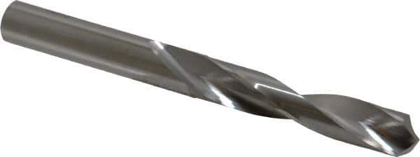 SGS - 7/16" 118° Solid Carbide Jobber Drill - Bright Finish, Right Hand Cut, Spiral Flute, Straight Shank, 4-1/2" OAL, Faceted Point - Apex Tool & Supply