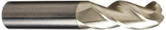 Accupro - 1" Diam, 3-1/4" LOC, 3 Flute Solid Carbide Ball End Mill - ZrN Finish, Single End, 6" OAL, 1" Shank Diam, Spiral Flute - Apex Tool & Supply