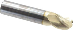 Accupro - 1" Diam, 1-1/4" LOC, 3 Flute Solid Carbide Ball End Mill - ZrN Finish, Single End, 5" OAL, 1" Shank Diam, Spiral Flute - Apex Tool & Supply