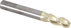Accupro - 5/16" Diam, 13/16" LOC, 3 Flute Solid Carbide Ball End Mill - ZrN Finish, Single End, 2-1/2" OAL, 5/16" Shank Diam, Spiral Flute - Apex Tool & Supply