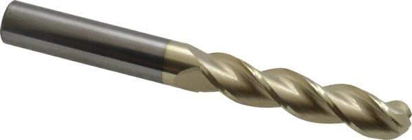 Accupro - 7/16" Diam, 2" LOC, 3 Flute Solid Carbide Ball End Mill - ZrN Finish, Single End, 4" OAL, 7/16" Shank Diam, Spiral Flute - Apex Tool & Supply