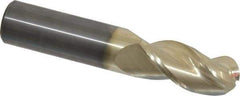 Accupro - 3/4" Diam, 1-5/8" LOC, 3 Flute Solid Carbide Ball End Mill - ZrN Finish, Single End, 4" OAL, 3/4" Shank Diam, Spiral Flute - Apex Tool & Supply