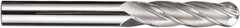 SGS - 1/4" Diam, 1-1/8" LOC, 4 Flute Solid Carbide Ball End Mill - Diamond-Like Carbon (DLC) Finish, Single End, 3" OAL, 1/4" Shank Diam, Spiral Flute - Apex Tool & Supply