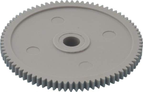 Made in USA - 32 Pitch, 2-1/2" Pitch Diam, 2-9/16" OD, 80 Tooth Spur Gear - 3/16" Face Width, 5/16" Bore Diam, 13/16" Hub Diam, 20° Pressure Angle, Acetal - Apex Tool & Supply