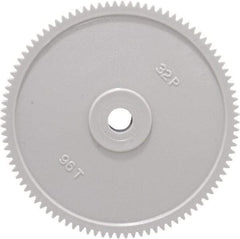 Made in USA - 32 Pitch, 3" Pitch Diam, 3-1/16" OD, 96 Tooth Spur Gear - 3/16" Face Width, 5/16" Bore Diam, 13/16" Hub Diam, 20° Pressure Angle, Acetal - Apex Tool & Supply