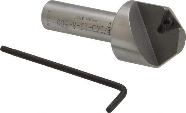 Everede Tool - 82° Included Angle, 0.958" Max Cut Diam, 1" Body Diam, 1/2" Shank Diam, 2-1/2" OAL, Indexable Countersink - 1 Triangle Insert, TPGH 215 Insert Style, Series IND - Apex Tool & Supply