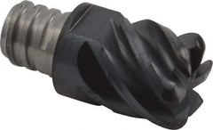 Iscar - MM EC Grade IC908 Carbide End Milling Tip Insert - TiAlN Finish, 6 Flutes, 3/8" Cutting Diam, 0.275" Depth of Cut, 0.512" Extension, 0.06" Cnr Rad, 45° Helix - Apex Tool & Supply