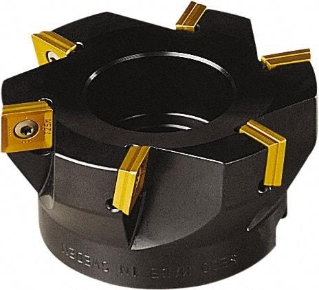 Seco - 8 Inserts, 100mm Cut Diam, 32mm Arbor Diam, 11mm Max Depth of Cut, Indexable Square-Shoulder Face Mill - 90° Lead Angle, 50mm High, SONX 1205 Insert Compatibility, Series Midi Square - Apex Tool & Supply