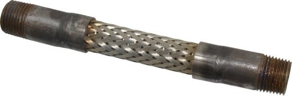 Made in USA - 6-1/2" OAL, 1/2" ID, 1,400 Max psi, Flexible Metal Hose Assembly - Apex Tool & Supply