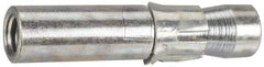 Wej-It - 1-1/4" Diam, 1-1/4" Drill, 5" OAL, 1/2" Min Embedment Drop-In Concrete Anchor - 12L14 Steel, Zinc-Plated Finish, Hex Nut Head, Hex Drive, 1-1/2" Thread Length - Apex Tool & Supply