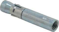 Wej-It - 5/8" Diam, 5/8" Drill, 3-3/32" OAL, 1/2" Min Embedment Drop-In Concrete Anchor - 12L14 Steel, Zinc-Plated Finish, Hex Nut Head, Hex Drive, 1-1/2" Thread Length - Apex Tool & Supply