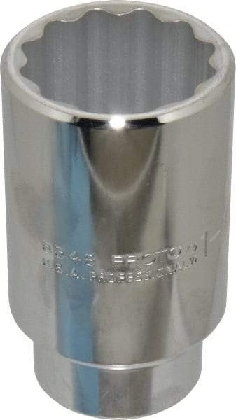 Proto - 3/8" Drive, Deep Hand Socket - 6 Points, 1-3/32" OAL, Chrome Finish - Apex Tool & Supply