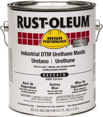 Rust-Oleum - 1 Gal Gloss Safety Blue Urethane Mastic - 162 to 274 Sq Ft/Gal Coverage, <340 g/L VOC Content, Direct to Metal - Apex Tool & Supply