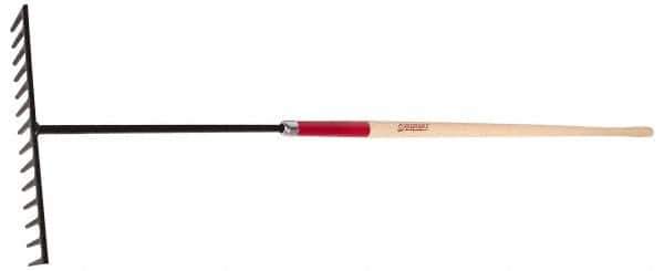 Razor-Back - Asphalt Rake with 78" Straight Wood Handle - 17" Blade Width, 14 Tines, 4" Tine Length - Apex Tool & Supply