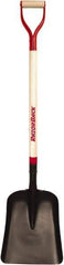 Razor-Back - 14-1/2" High x 11-1/2" Wide Square Steel Scoop - 34" Long Wood D-Grip Handle, No Step - Apex Tool & Supply