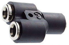 Norgren - 5/16" Outside Diam, Nickel Plated Brass Push-to-Connect Union Y - 260 Max psi, Tube to Tube Connection, Nitrile O-Ring - Apex Tool & Supply
