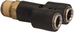 Norgren - 3/8 NPTF, Nickel Plated Brass Push-to-Connect Parallel Male Swivel Y - 260 Max psi, Tube to Male Connection, Nitrile O-Ring - Apex Tool & Supply