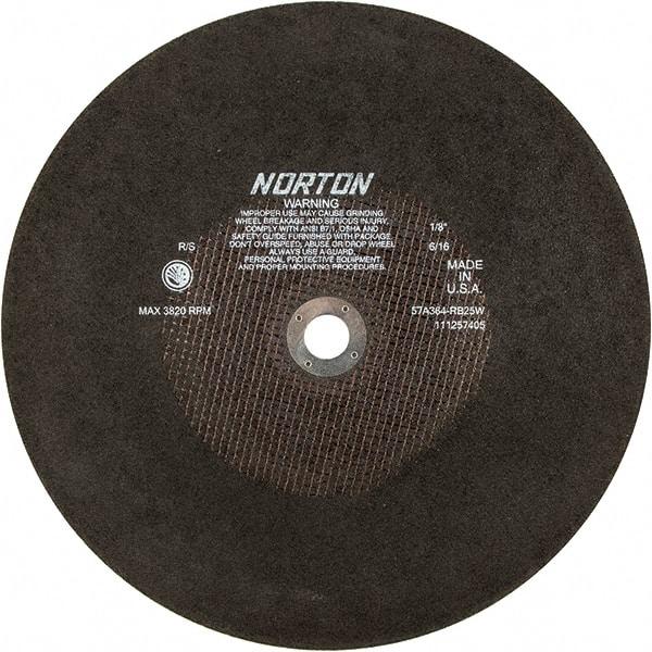 Norton - 16" Aluminum Oxide Cutoff Wheel - 1/8" Thick, 1" Arbor - Apex Tool & Supply