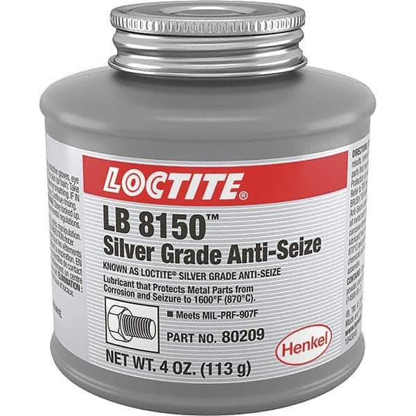 Loctite - 4 oz Can High Temperature Anti-Seize Lubricant - Silver Colored, 1,600°F, Silver Colored, Water Resistant - Apex Tool & Supply