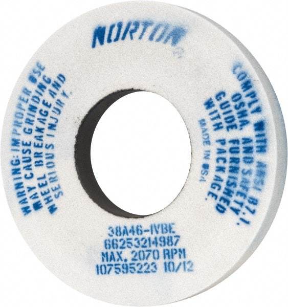 Norton - 12" Diam x 5" Hole x 1-1/2" Thick, I Hardness, 46 Grit Surface Grinding Wheel - Aluminum Oxide, Type 1, Coarse Grade, 2,070 Max RPM, Vitrified Bond, No Recess - Apex Tool & Supply