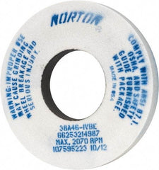 Norton - 12" Diam x 5" Hole x 1-1/2" Thick, I Hardness, 46 Grit Surface Grinding Wheel - Aluminum Oxide, Type 1, Coarse Grade, 2,070 Max RPM, Vitrified Bond, No Recess - Apex Tool & Supply