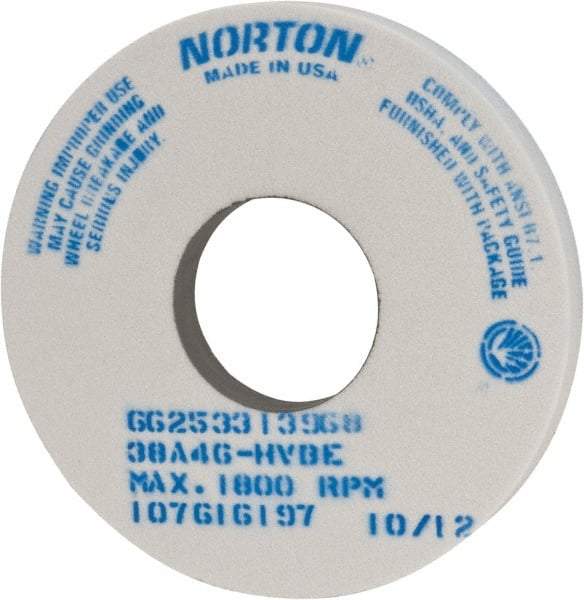Norton - 14" Diam x 5" Hole x 1-1/2" Thick, H Hardness, 46 Grit Surface Grinding Wheel - Aluminum Oxide, Type 1, Coarse Grade, 1,800 Max RPM, Vitrified Bond, No Recess - Apex Tool & Supply