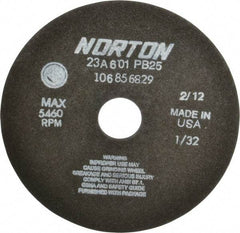 Norton - 7" 60 Grit Aluminum Oxide Cutoff Wheel - 1/32" Thick, 1-1/4" Arbor, 5,460 Max RPM, Use with Stationary Grinders - Apex Tool & Supply