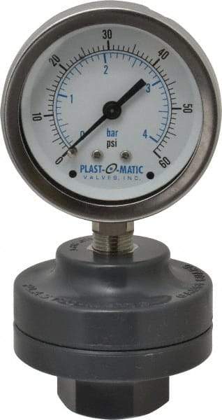 Plast-O-Matic - 60 Max psi, 2 Inch Dial Diameter, PVC Pressure Gauge Guard and Isolator - 3% Accuracy - Apex Tool & Supply