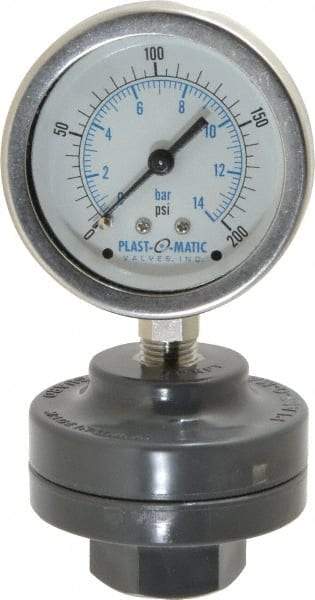 Plast-O-Matic - 200 Max psi, 2 Inch Dial Diameter, PVC Pressure Gauge Guard and Isolator - 3% Accuracy - Apex Tool & Supply