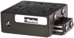 Parker - 25 Lb. Capacity, 6-32 Mount Hole, 1" Travel, Ball Bearing Slide Table - Single Axis, 8 Mounting Holes, 1-3/4" Long x 1-3/4" Wide x 3/4" High - Apex Tool & Supply