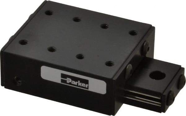 Parker - 28 Lb. Capacity, 6-32 Mount Hole, 1" Travel, Ball Bearing Slide Table - Single Axis, 8 Mounting Holes, 2" Long x 1-3/4" Wide x 3/4" High - Apex Tool & Supply