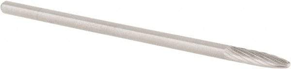 M.A. Ford - 1/8" Cut Diam, 1/8" Shank Diam, Tree with Radius Head Single Cut Burr - Carbide, Radius End, 1/2" LOC, 3" OAL - Apex Tool & Supply