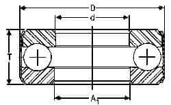 INA Bearing - 1-15/16" Inside x 3-7/32" Outside Diam, 13/16" Thick, Steel Ball Thrust Bearing - 27,500 Lbs. Static Capacity, 10,800 Max Pressure x Velocity - Apex Tool & Supply