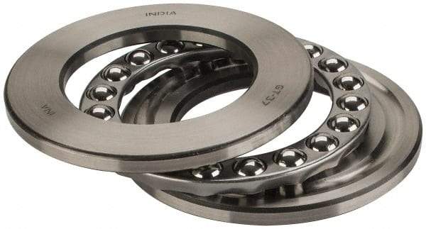 INA Bearing - 2-3/4" Inside x 4-15/32" Outside Diam, 1" Thick, Steel Ball Thrust Bearing - 44,500 Lbs. Static Capacity, 16,900 Max Pressure x Velocity - Apex Tool & Supply