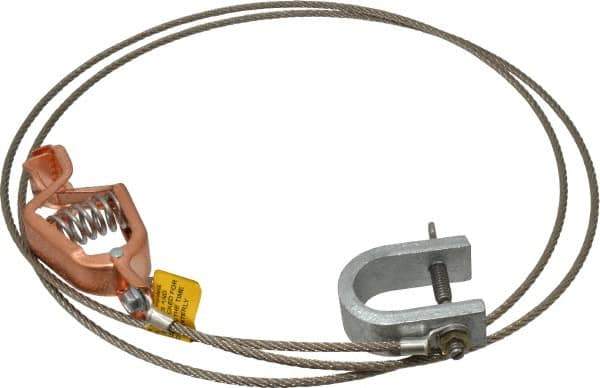Hubbell Workplace - 19 AWG, 5 Ft., Alligator Clip, C-Clamp, Grounding Cable with Clamps - Noninsulated, Federal Specification A-A-59466-010 - Apex Tool & Supply