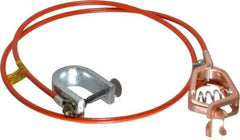 Hubbell Workplace - 19 AWG, 3 Ft., Alligator Clip, C-Clamp, Grounding Cable with Clamps - Orange, Federal Specification A-A-59466-010 - Apex Tool & Supply