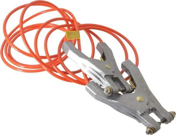 Hubbell Workplace - 19 AWG, 10 Ft., Hand Clamp, Grounding Cable with Clamps - Orange, Includes 2 Hand Clamps - Apex Tool & Supply