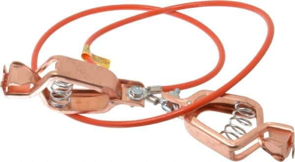 Hubbell Workplace - 19 AWG, 3 Ft., Alligator Clip, Grounding Cable with Clamps - Orange, Includes 2 Alligator Clips, Federal Specification A-A-59466-010 - Apex Tool & Supply