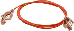 Hubbell Workplace - 19 AWG, 10 Ft., Alligator Clip, Grounding Cable with Clamps - Orange, Includes 2 Alligator Clips, Federal Specification A-A-59466-010 - Apex Tool & Supply