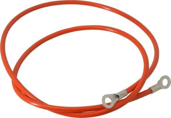 Hubbell Workplace - 19 AWG, 3 Ft., Terminal, Grounding Cable with Clamps - Orange, Includes (2) 1/4 Inch Terminals - Apex Tool & Supply